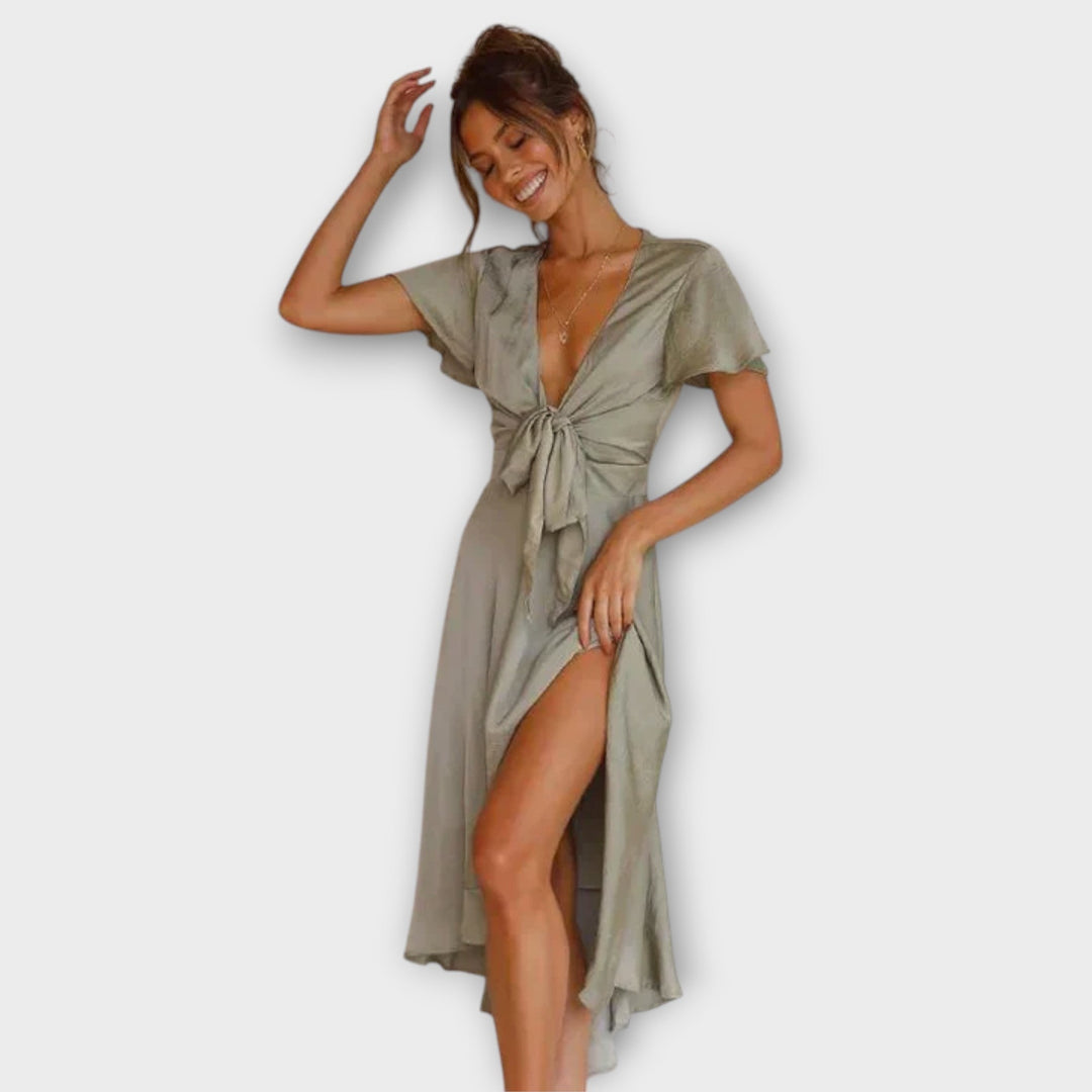 Margret - Elegant V-neck Midi Dress