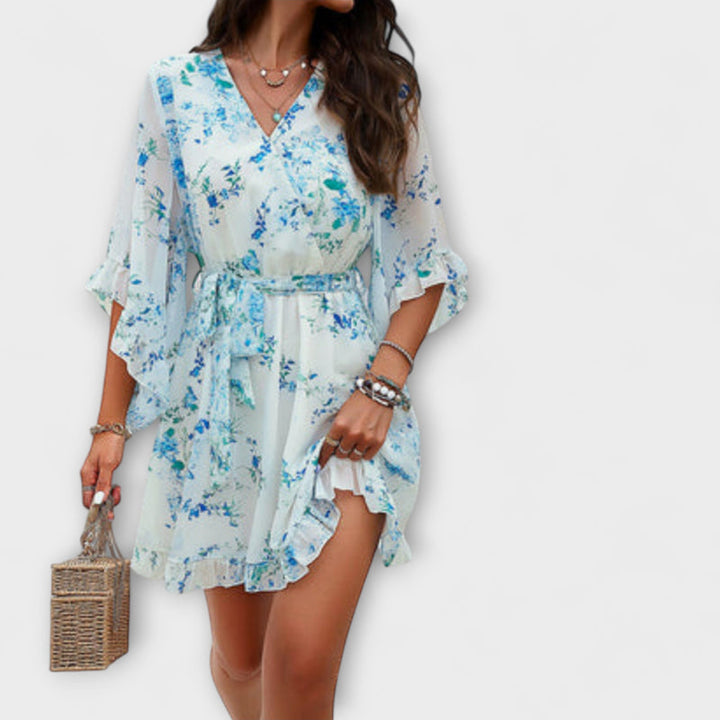 Lina - Women’s Floral Pattern Airy Midi Dress