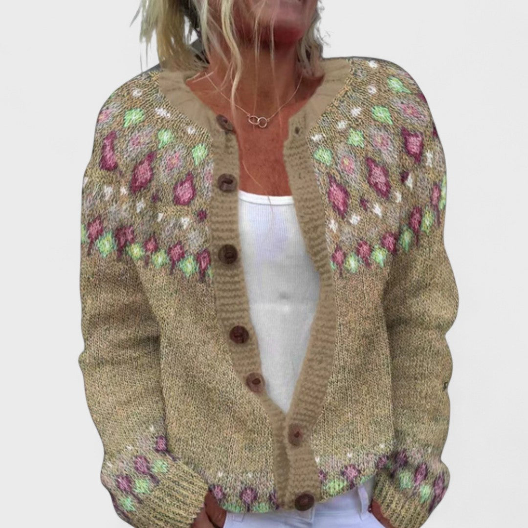 Lianne – Chunky Knit Cardigan with Chic Pattern