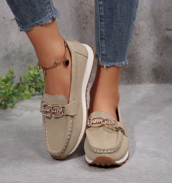 Emma - Chic Diamond Buckle Loafers