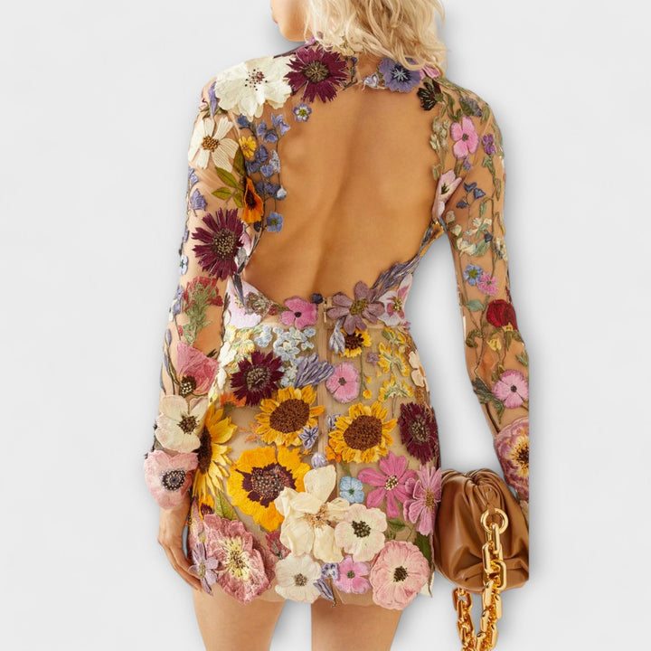 Dress with 3D Flower Pattern